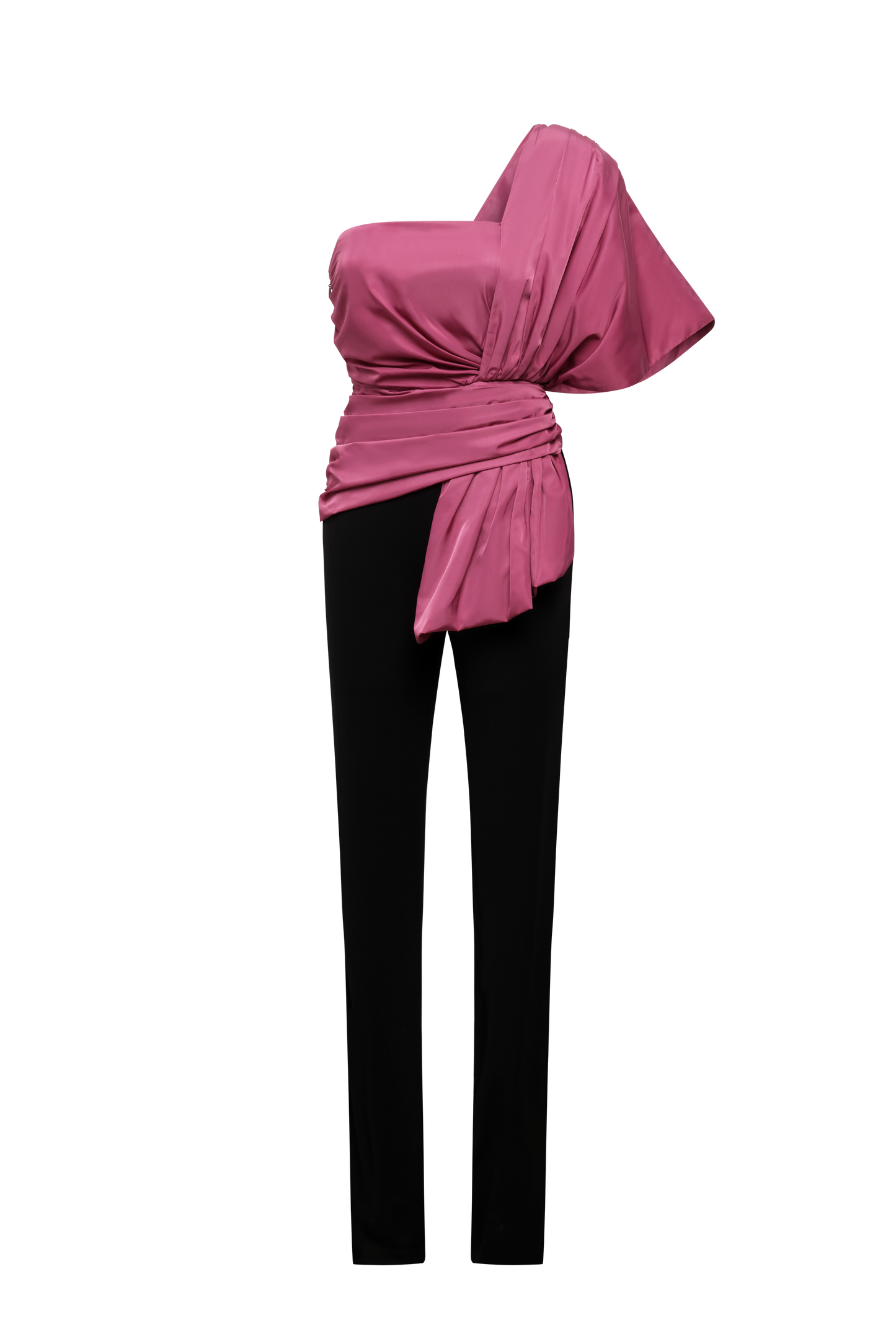 BCBGMAXAZRIA Bow Jumpsuit Black & Red Violet Combo