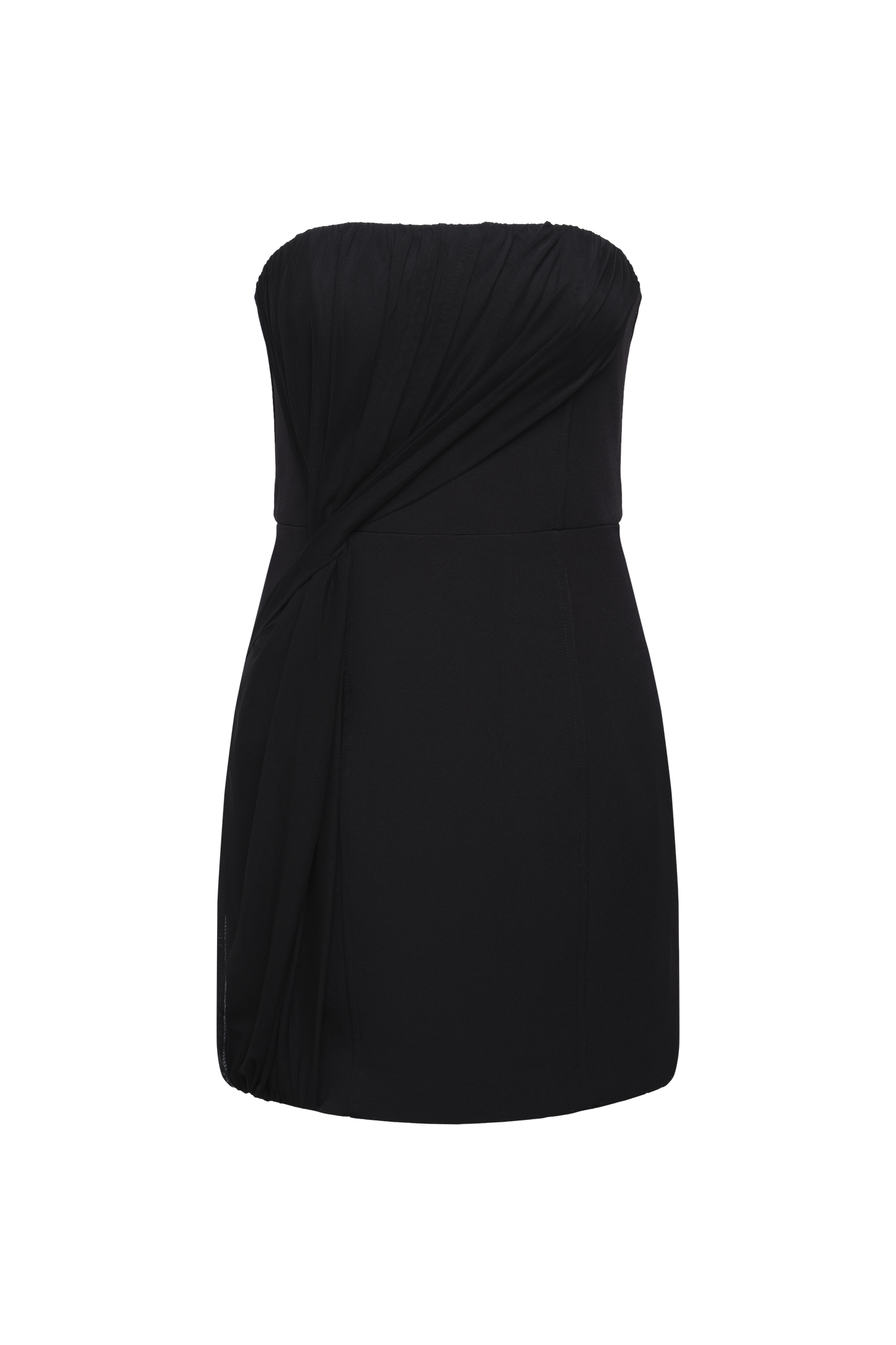 BCBGMAXAZRIA Draped Tulle Crepe Cocktail Black
