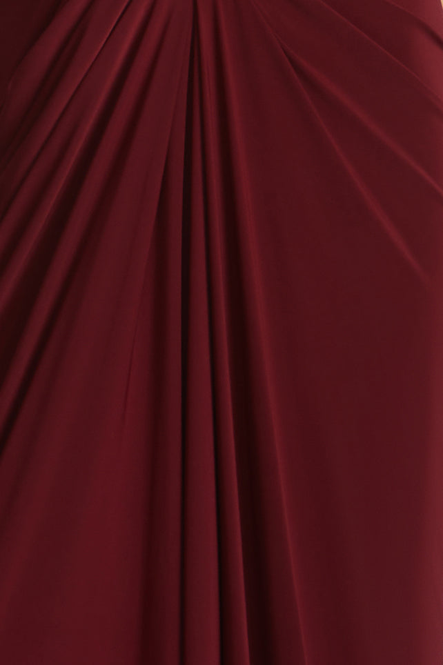 BCBGMAXAZRIA Lace & Jersey Gown Cabernet