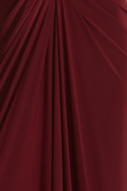 BCBGMAXAZRIA Lace & Jersey Gown Cabernet