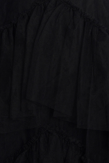 BCBGMAXAZRIA Oly Tiered Ruffle Tulle Evening Gown Black