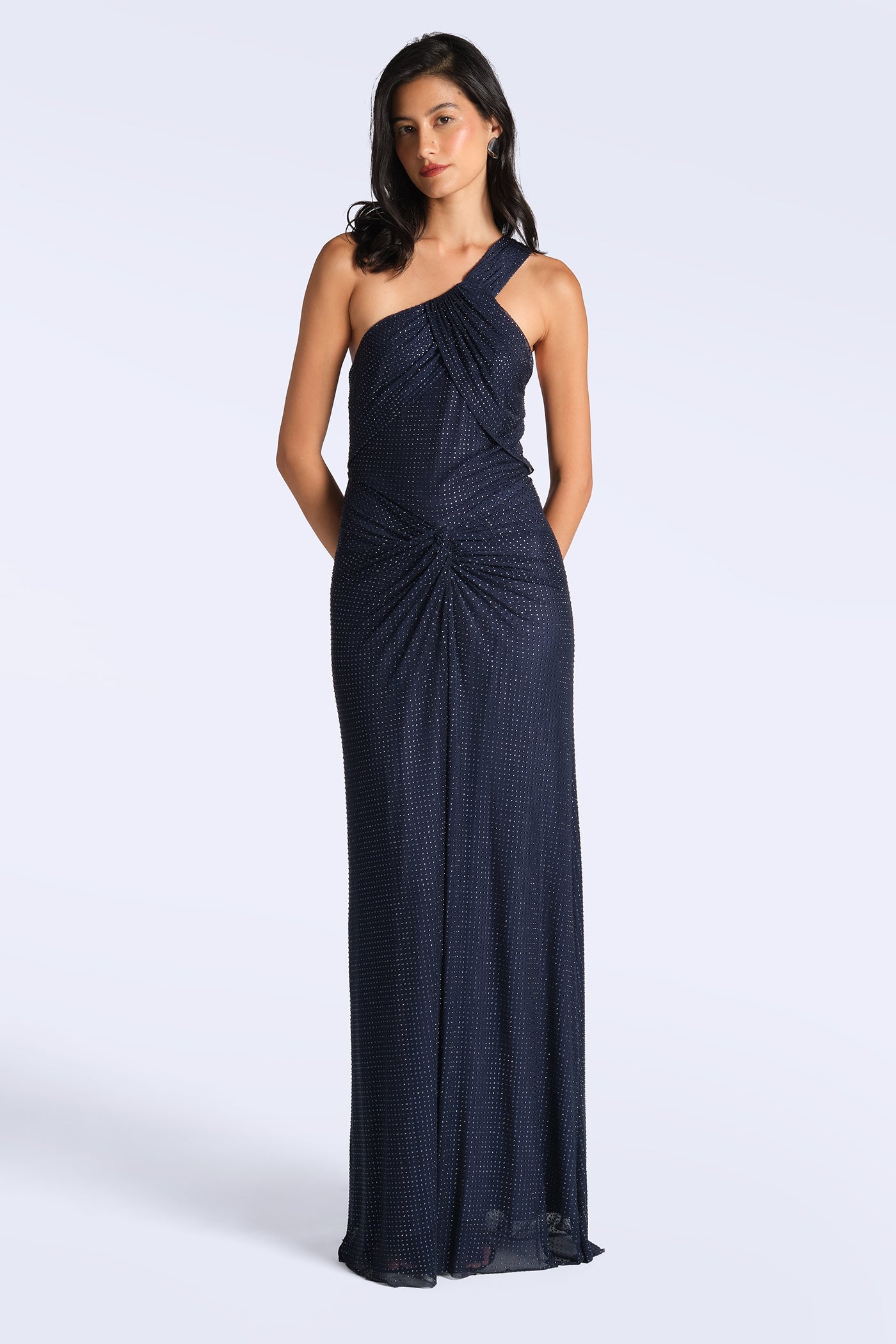 BCBGMAXAZRIA Twist Hot Fix Gown Maritime Blue