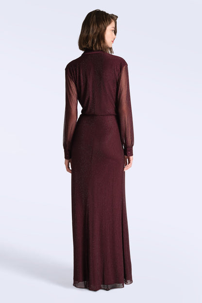 BCBGMAXAZRIA Paige Shirt Gown Bordeaux
