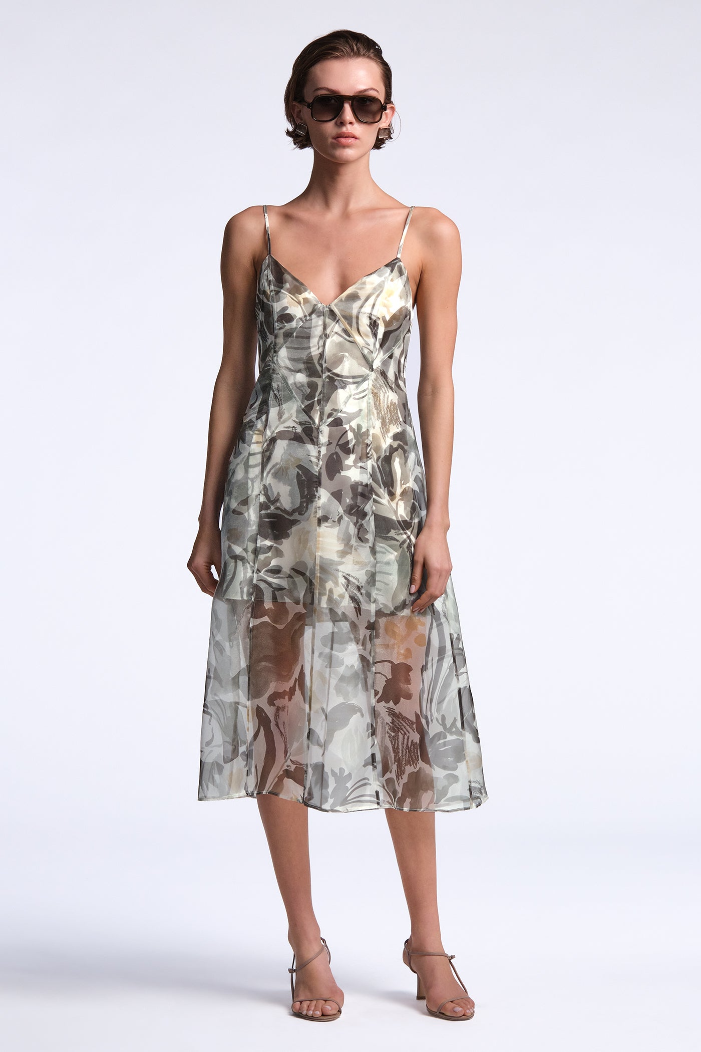 BCBGMAXAZRIA Lorelie Dress Abstract Garden Print