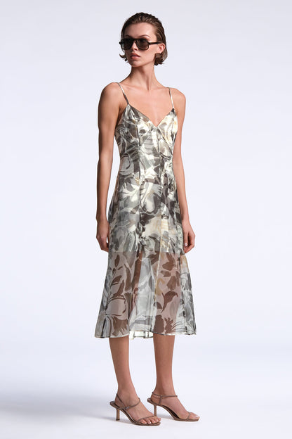 BCBGMAXAZRIA Lorelie Dress Abstract Garden Print