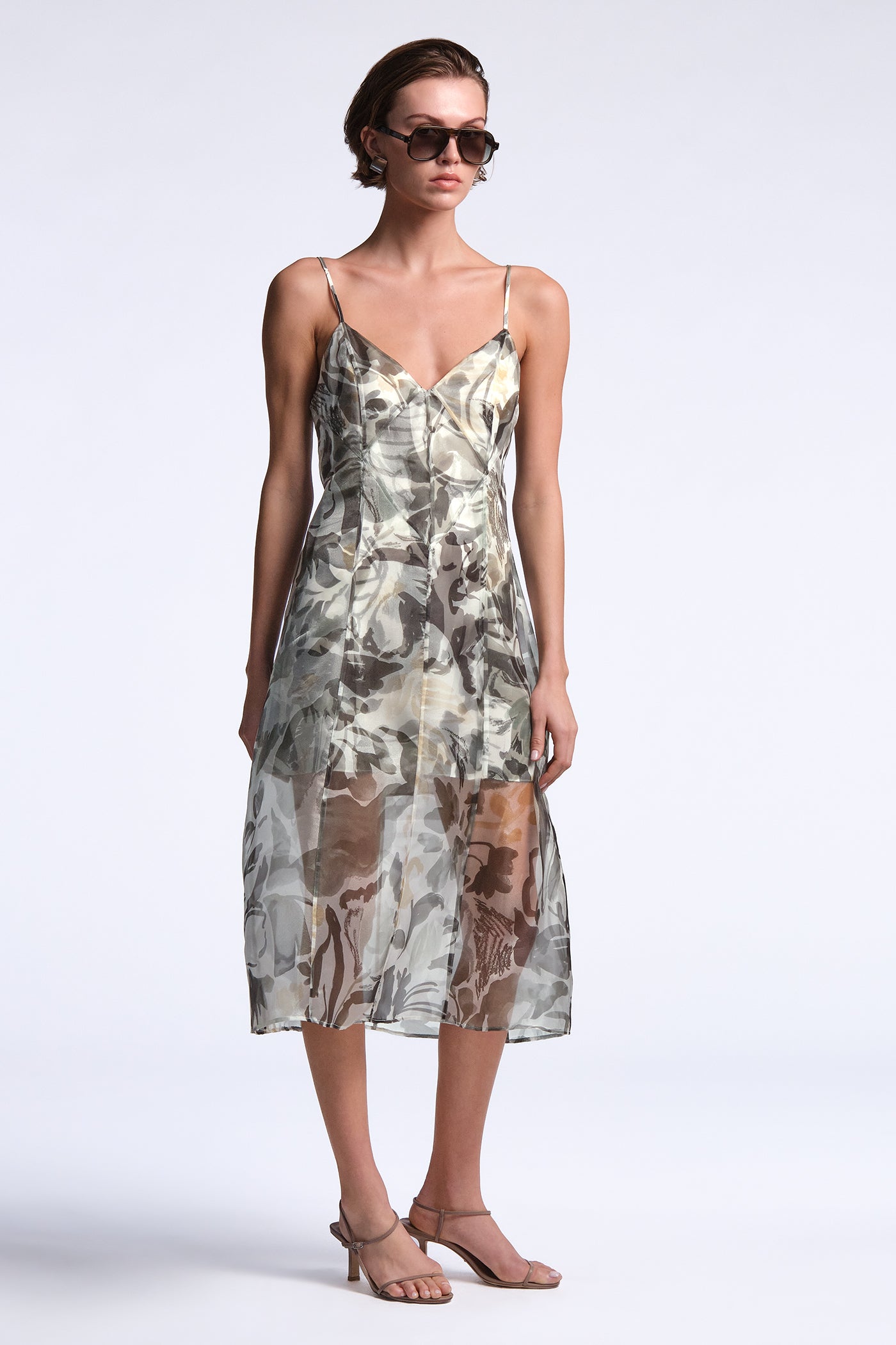 BCBGMAXAZRIA Lorelie Dress Abstract Garden Print