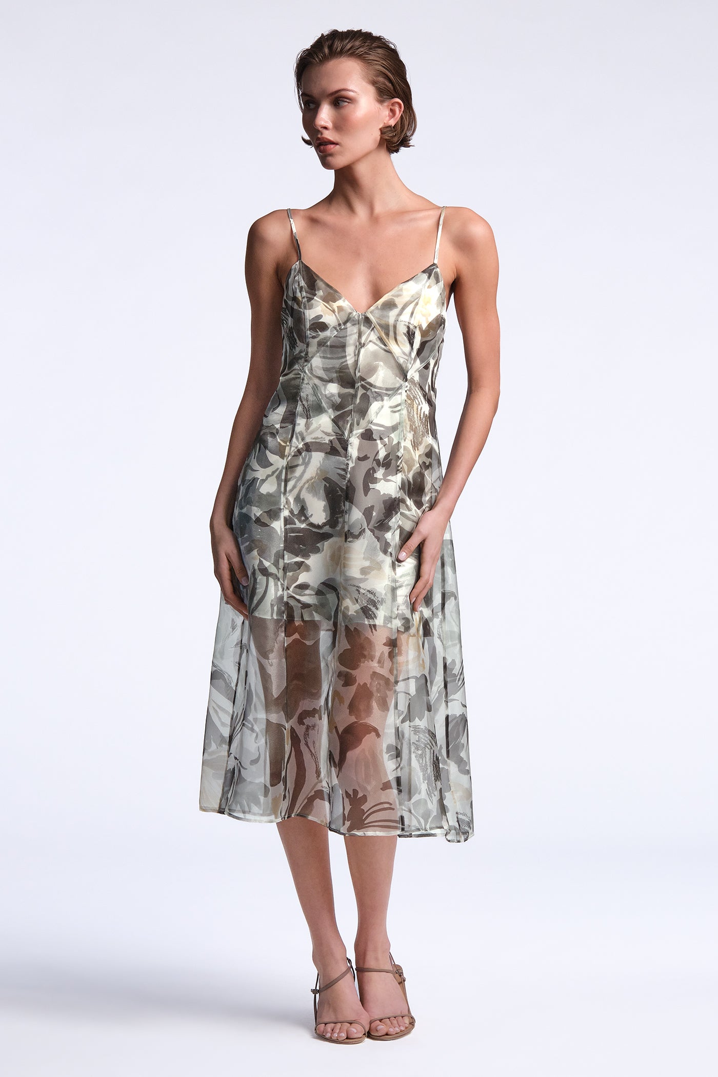 BCBGMAXAZRIA Lorelie Dress Abstract Garden Print