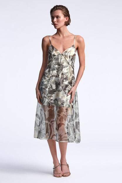 BCBGMAXAZRIA Lorelie Dress Abstract Garden Print