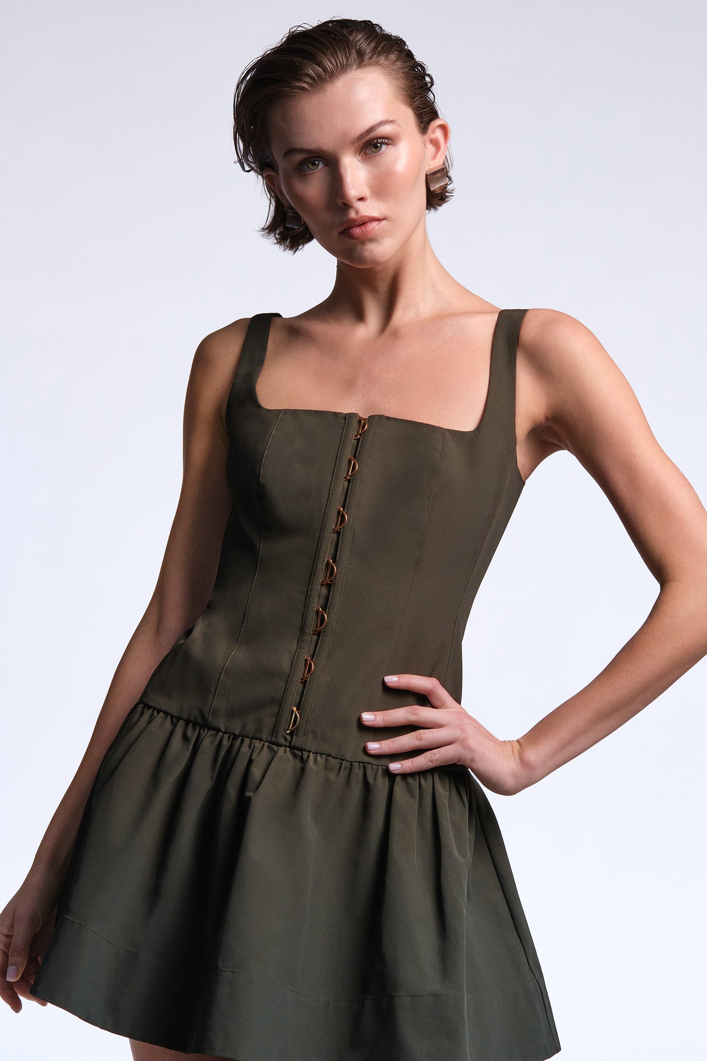 BCBGMAXAZRIA Sofia Dress Dark Olive