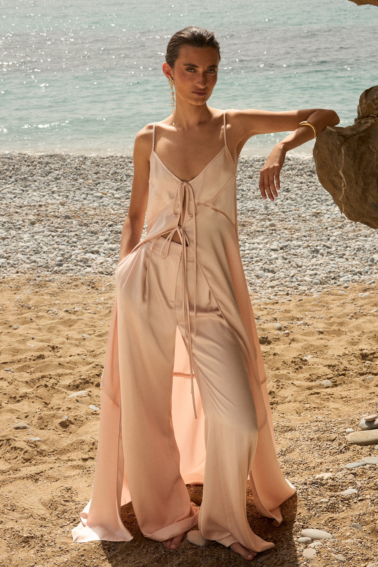 BCBGMAXAZRIA Cherie Blouse Peach Blush