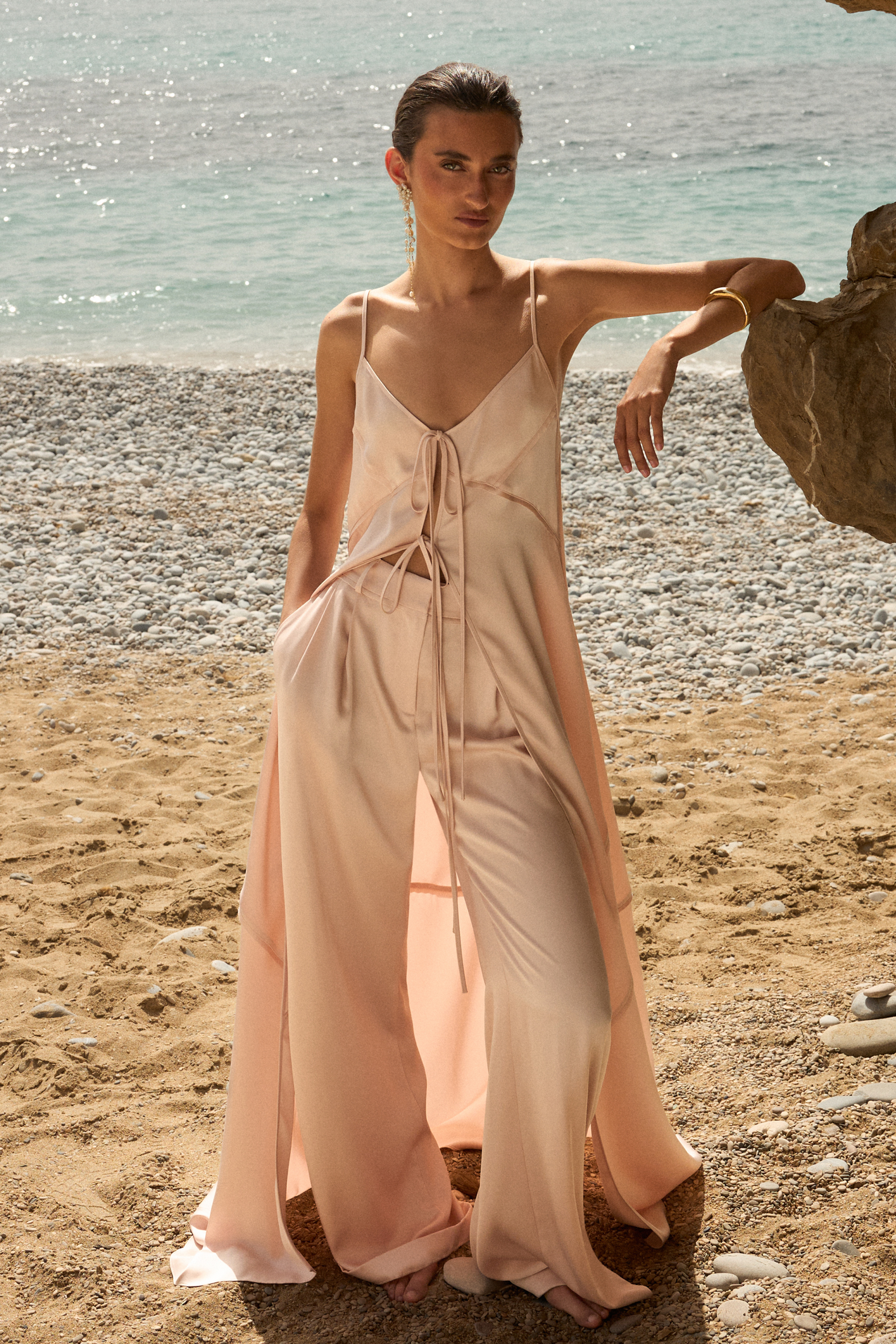 BCBGMAXAZRIA Cherie Blouse Peach Blush