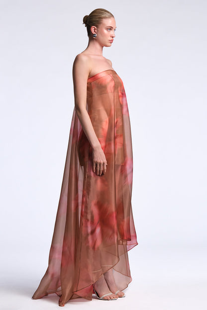 BCBGMAXAZRIA Annika Gown Flame Meadow Print