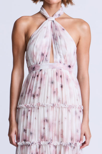 BCBGMAXAZRIA Sabrina Printed Dress Bouquet Print Ash Purple