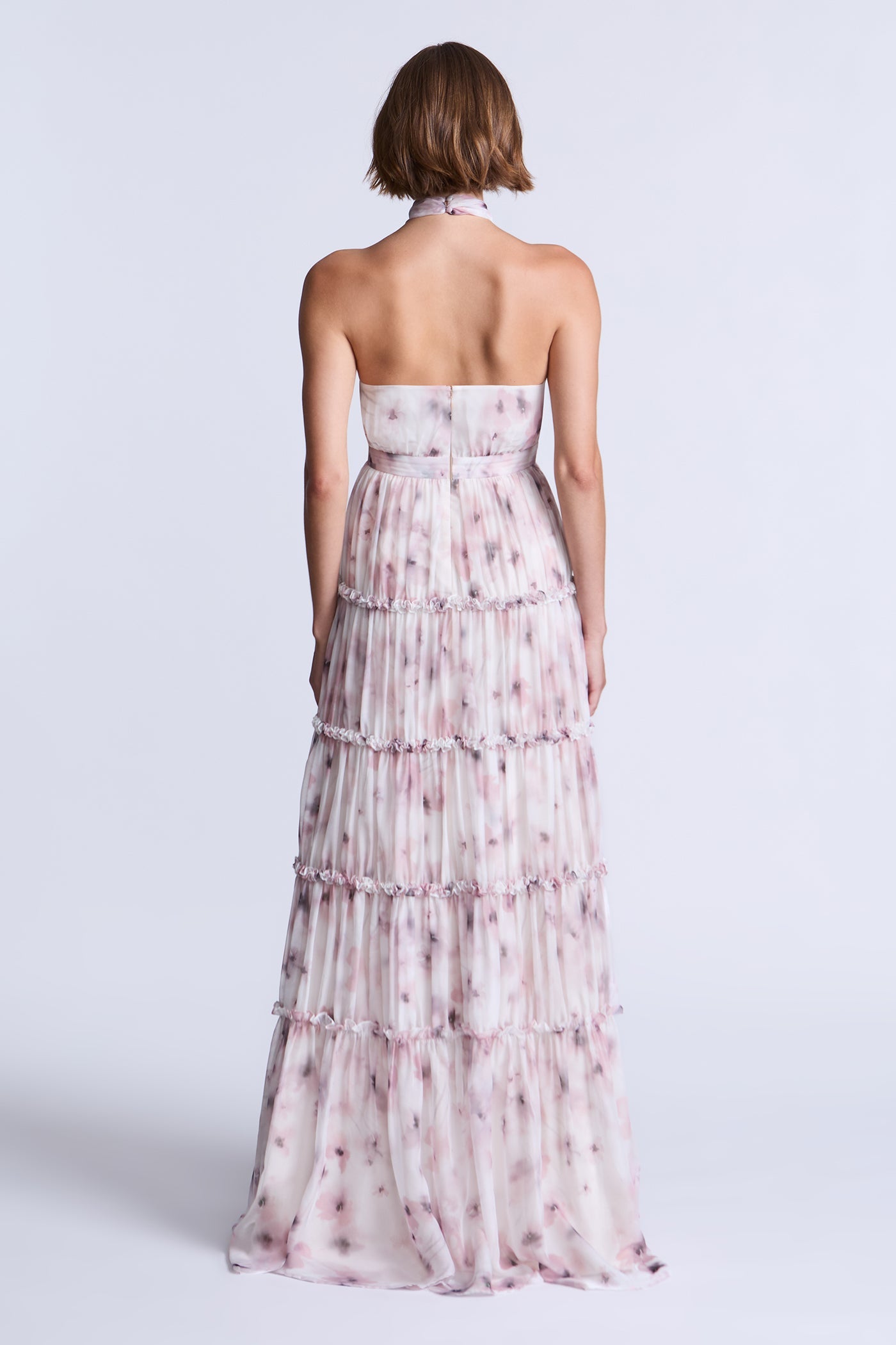 BCBGMAXAZRIA Sabrina Printed Dress Bouquet Print Ash Purple