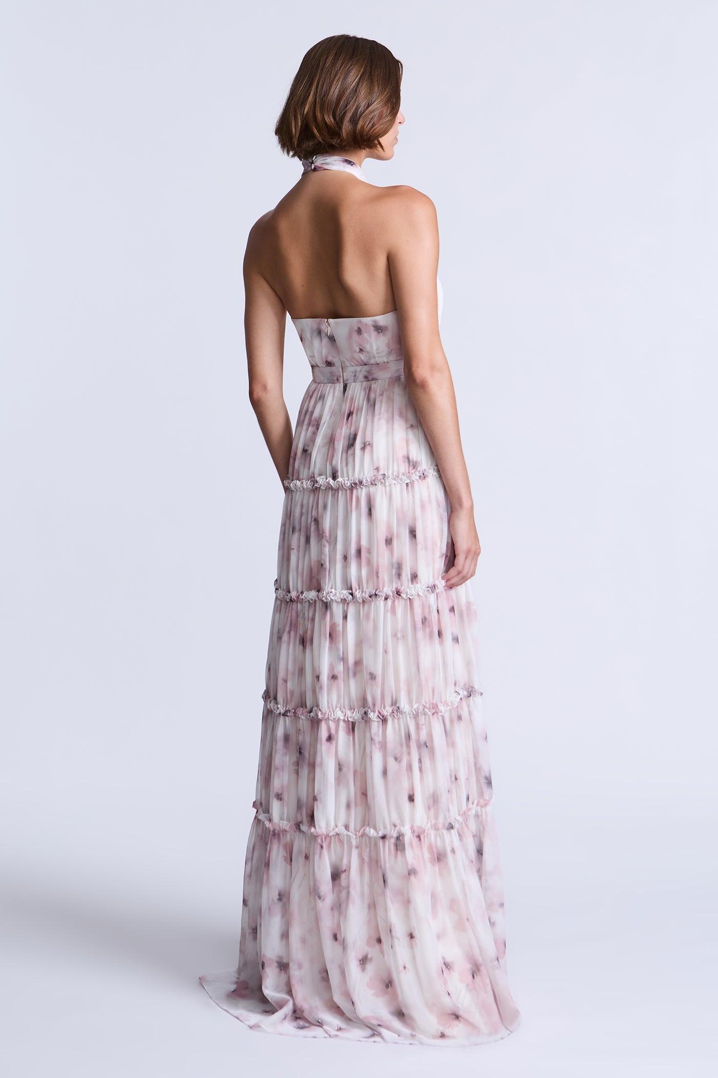 BCBGMAXAZRIA Sabrina Printed Dress Bouquet Print Ash Purple