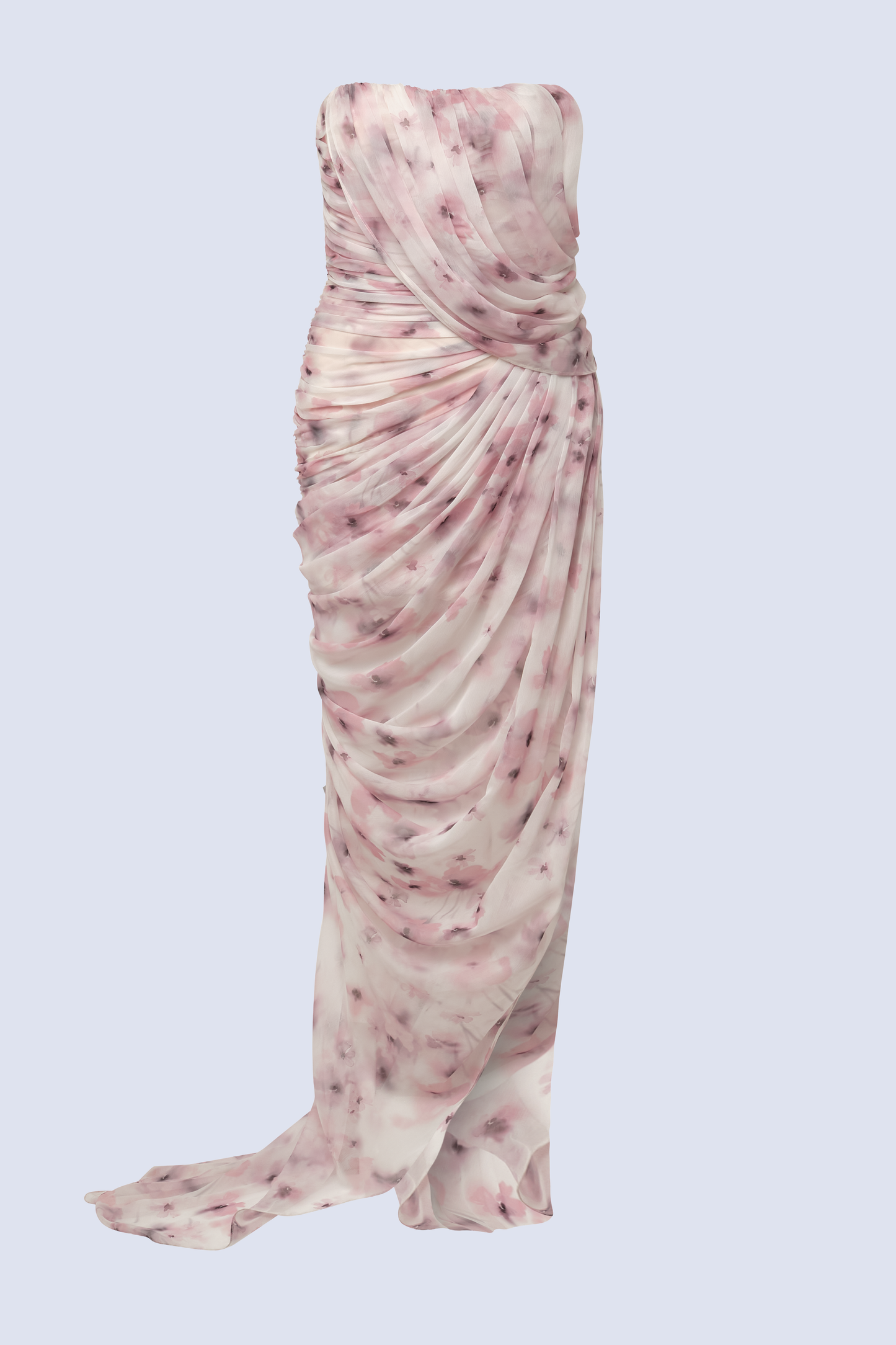 BCBGMAXAZRIA Isabella Printed Gown Bouquet Print Ash Purple