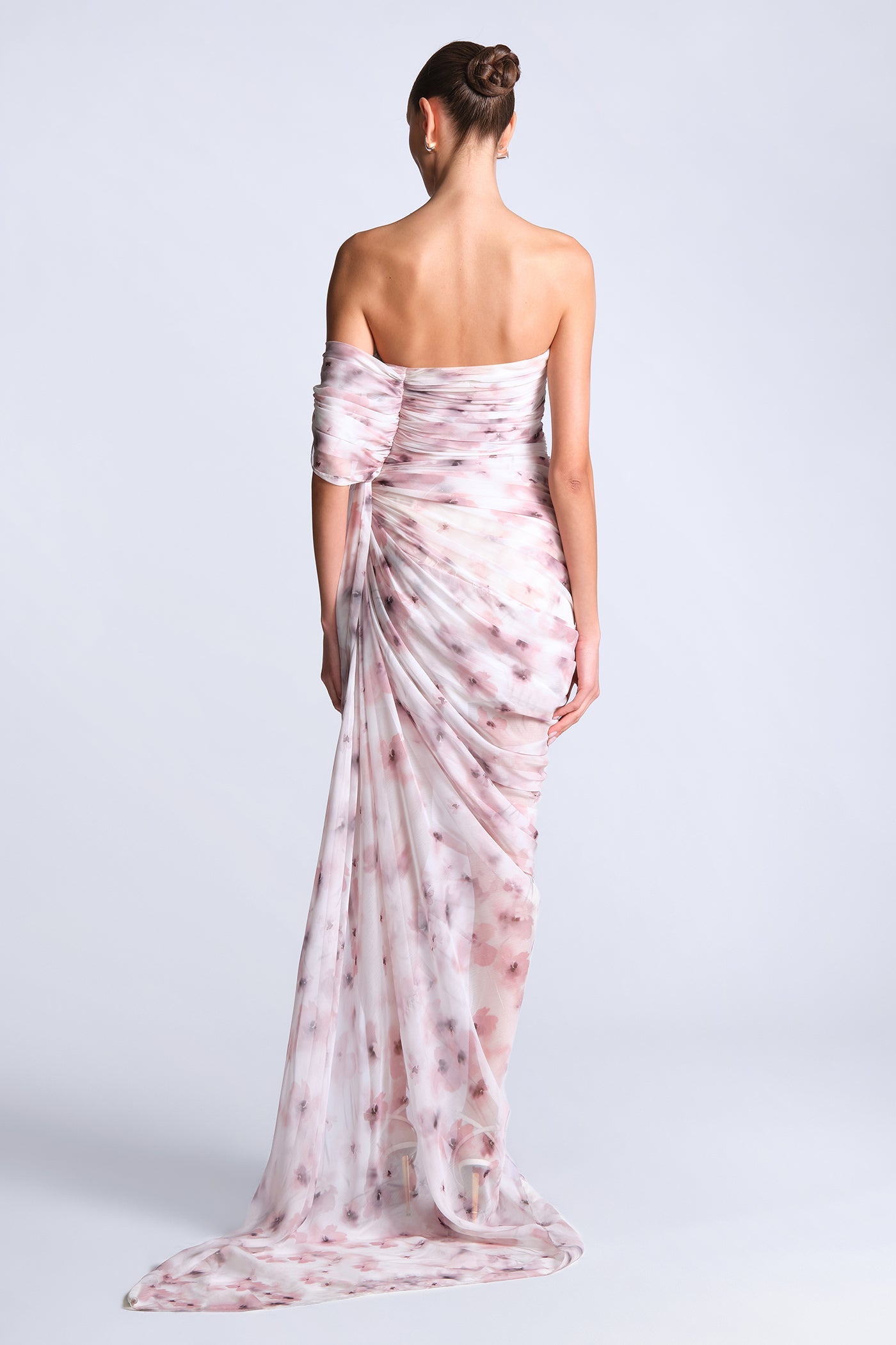 BCBGMAXAZRIA Isabella Printed Gown Bouquet Print Ash Purple