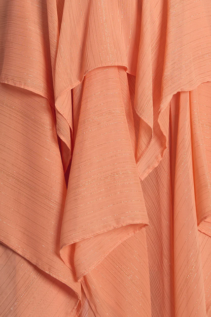 BCBGMAXAZRIA Ruffle Skirt Dress Apricot