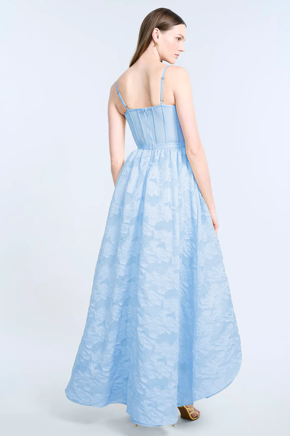 BCBGMAXAZRIA High Low Organza Tulle Gown Skyway
