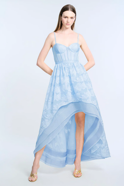 BCBGMAXAZRIA High Low Organza Tulle Gown Skyway
