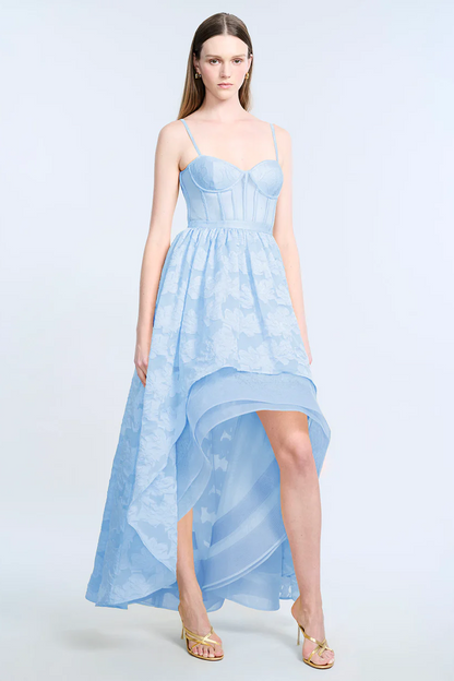 BCBGMAXAZRIA High Low Organza Tulle Gown Skyway
