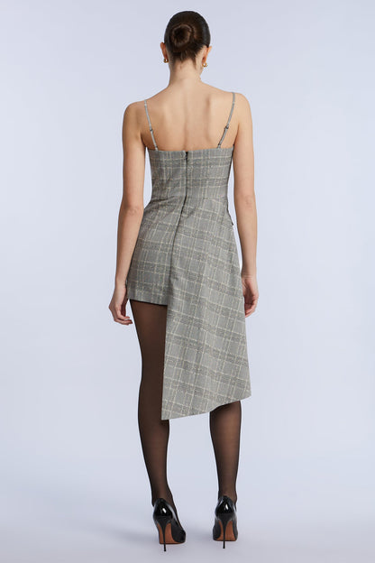 BCBGMAXAZRIA Glen Plaid Dress With Drape Glen Plaid