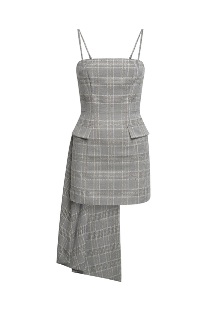BCBGMAXAZRIA Glen Plaid Dress With Drape Glen Plaid