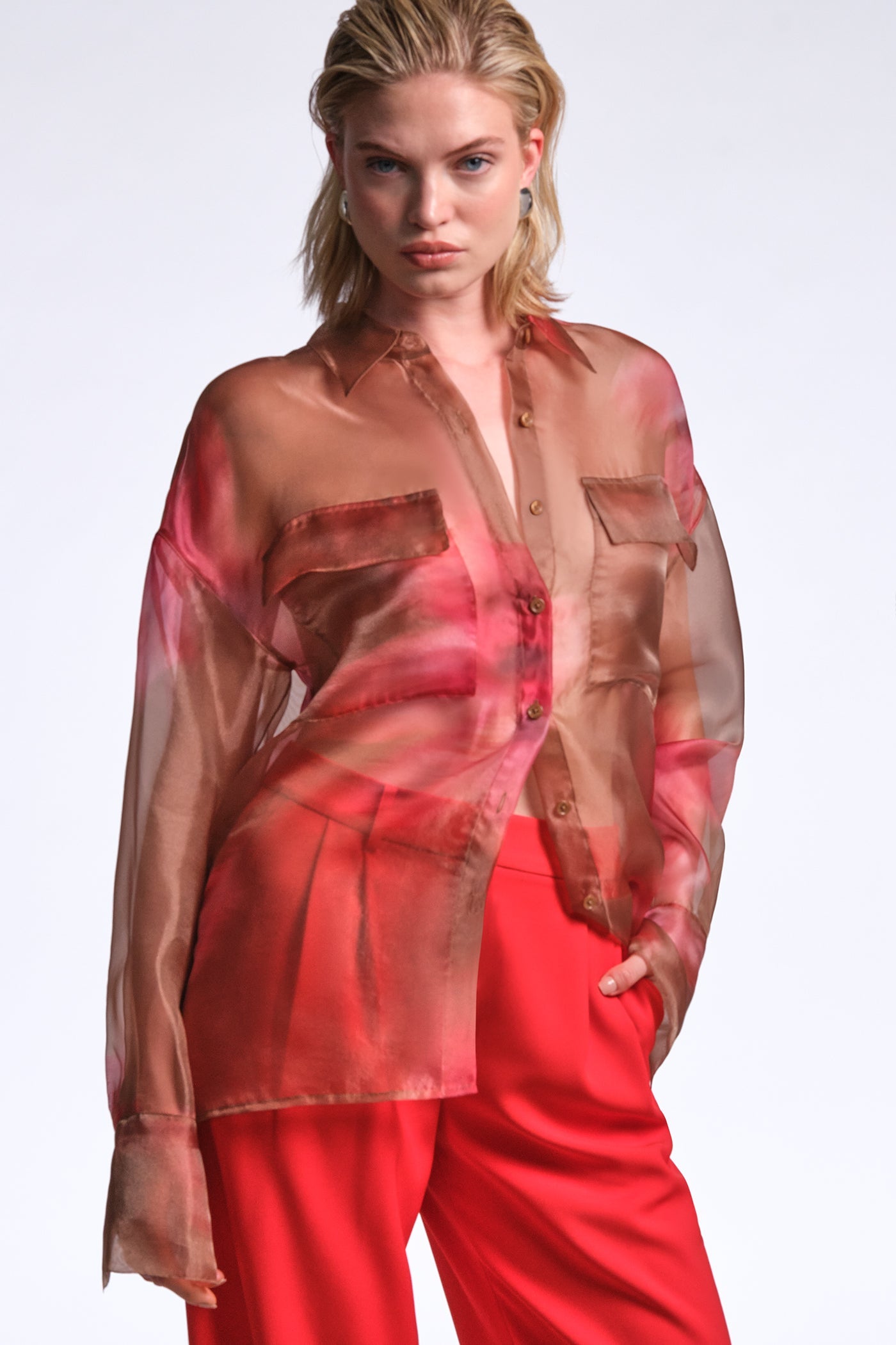 BCBGMAXAZRIA Pauline Shirt Flame Meadow Print