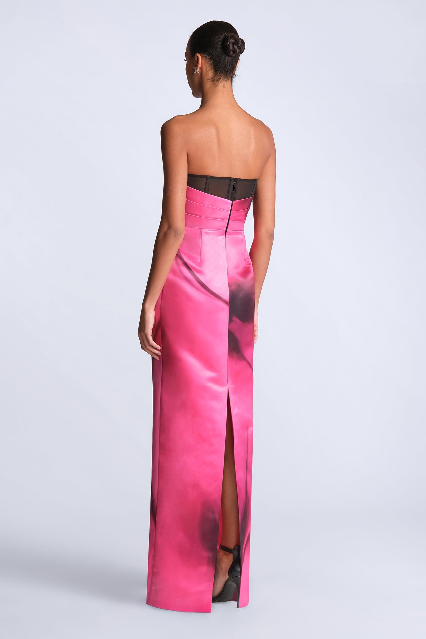 BCBGMAXAZRIA Madison Printed Gown Placement Floral Print Begonia
