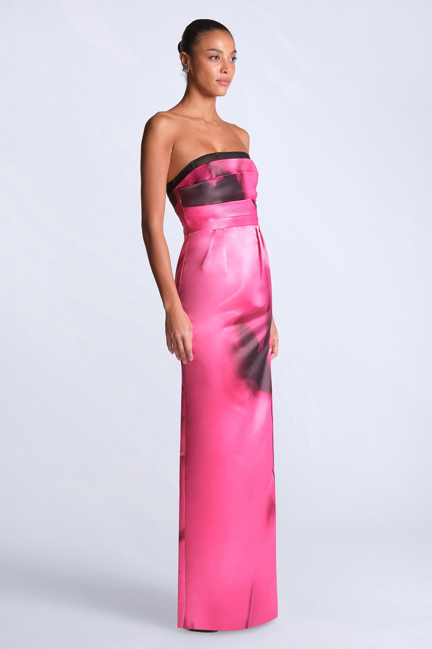 BCBGMAXAZRIA Madison Printed Gown Placement Floral Print Begonia