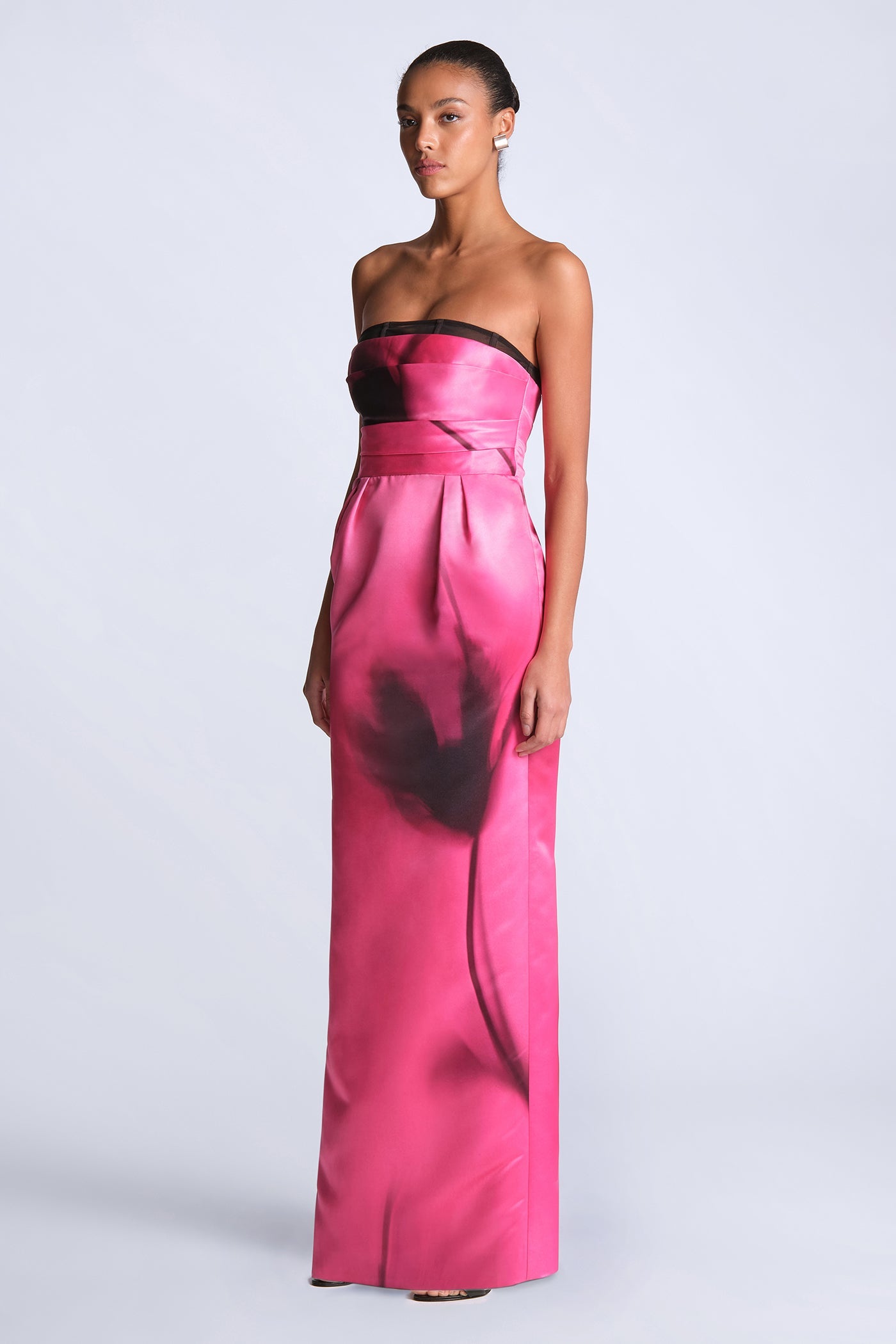 BCBGMAXAZRIA Madison Printed Gown Placement Floral Print Begonia