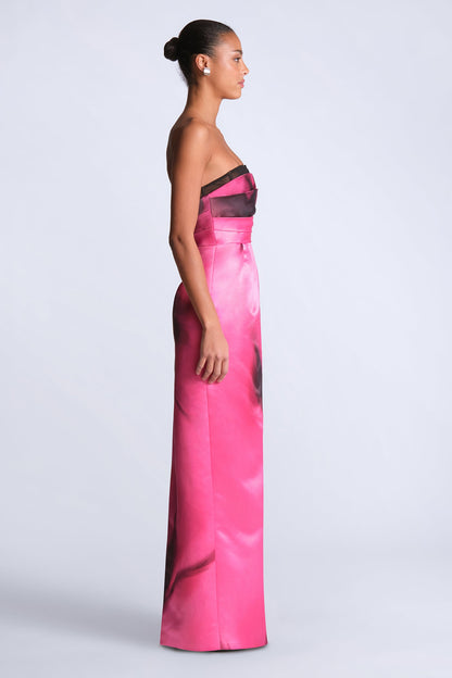 BCBGMAXAZRIA Madison Printed Gown Placement Floral Print Begonia