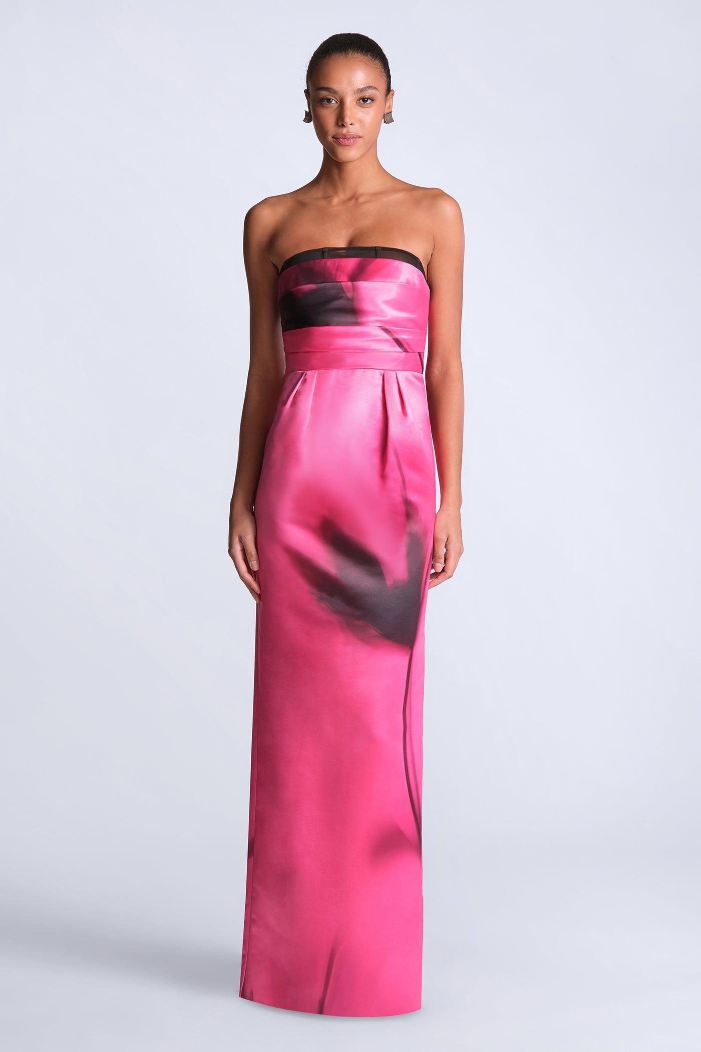 BCBGMAXAZRIA Madison Printed Gown Placement Floral Print Begonia