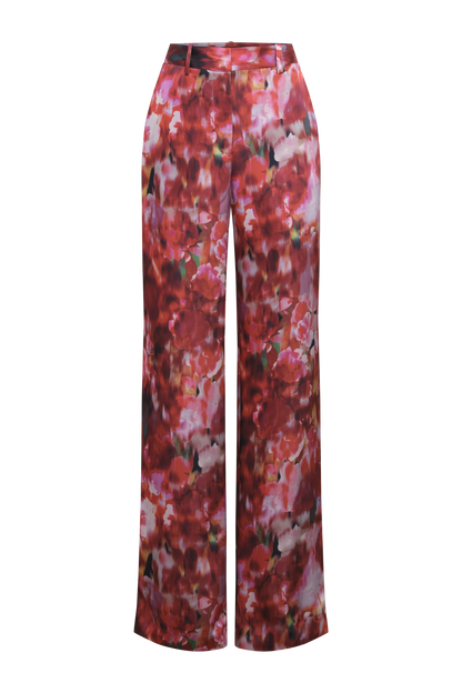 BCBGMAXAZRIA Washed Floral Pant Washed Rose Chili Pepper Print