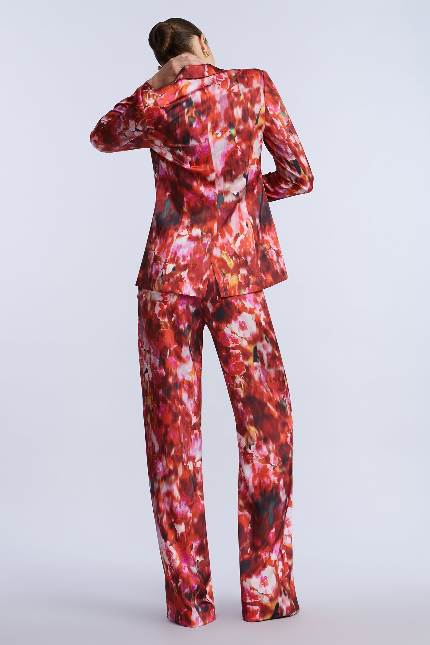 BCBGMAXAZRIA Washed Floral Pant Washed Rose Chili Pepper Print
