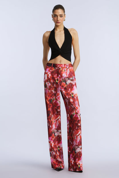 BCBGMAXAZRIA Washed Floral Pant Washed Rose Chili Pepper Print