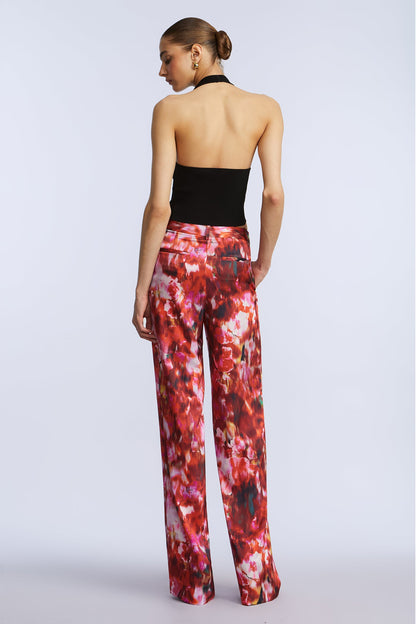 BCBGMAXAZRIA Washed Floral Pant Washed Rose Chili Pepper Print