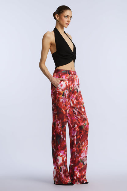 BCBGMAXAZRIA Washed Floral Pant Washed Rose Chili Pepper Print