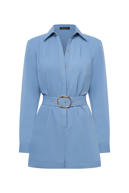 BCBGMAXAZRIA Blanche Romper Shadow Blue