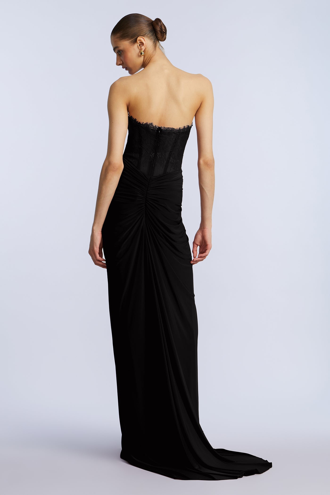BCBGMAXAZRIA Lace & Jersey Gown Black