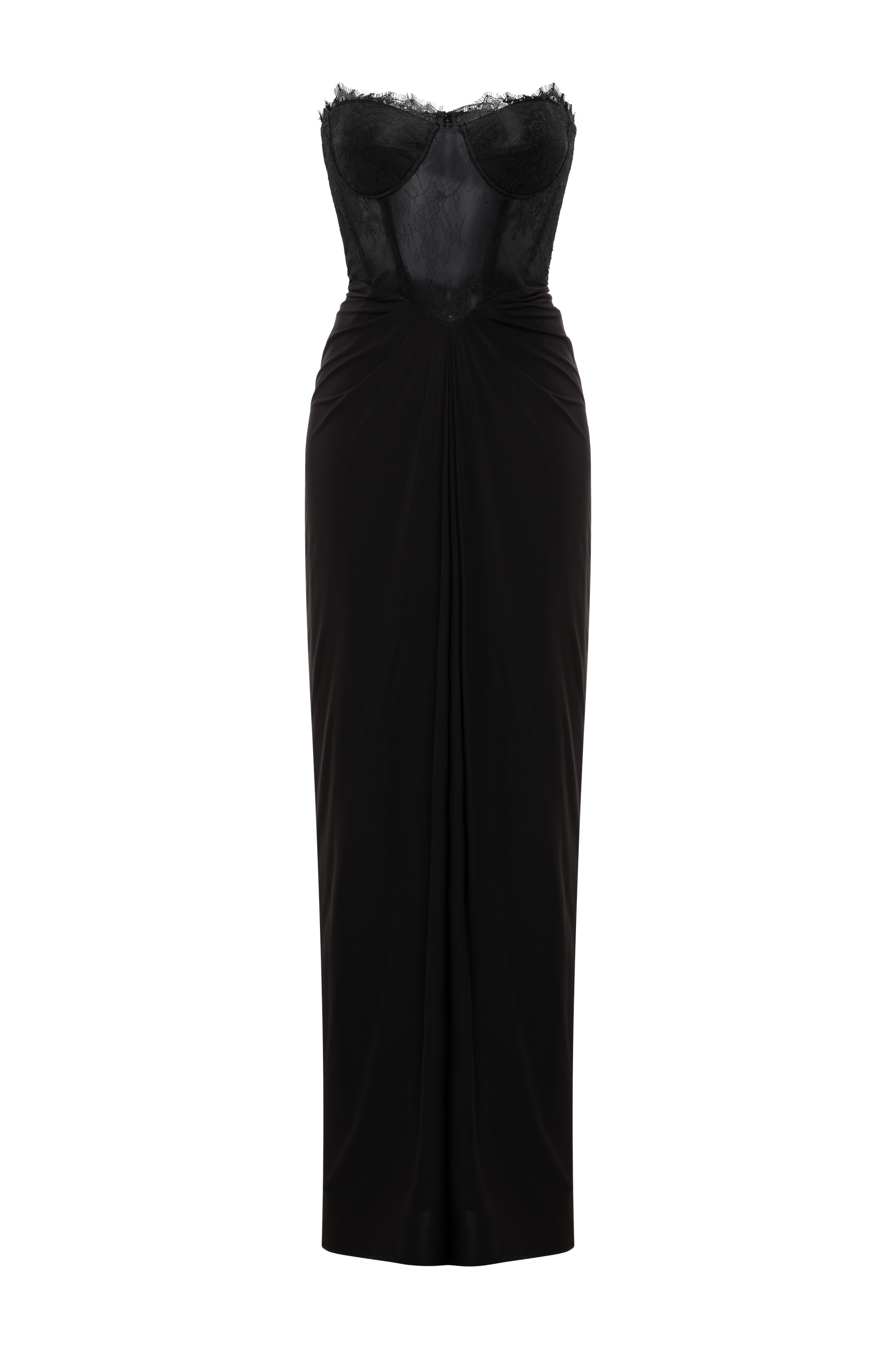 BCBGMAXAZRIA Lace & Jersey Gown Black