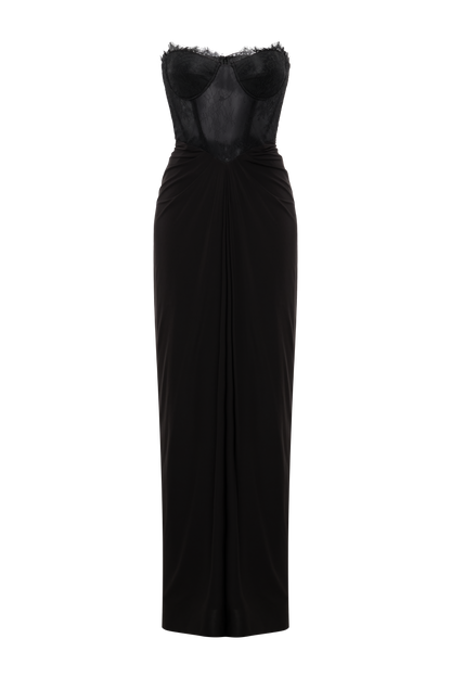BCBGMAXAZRIA Lace & Jersey Gown Black