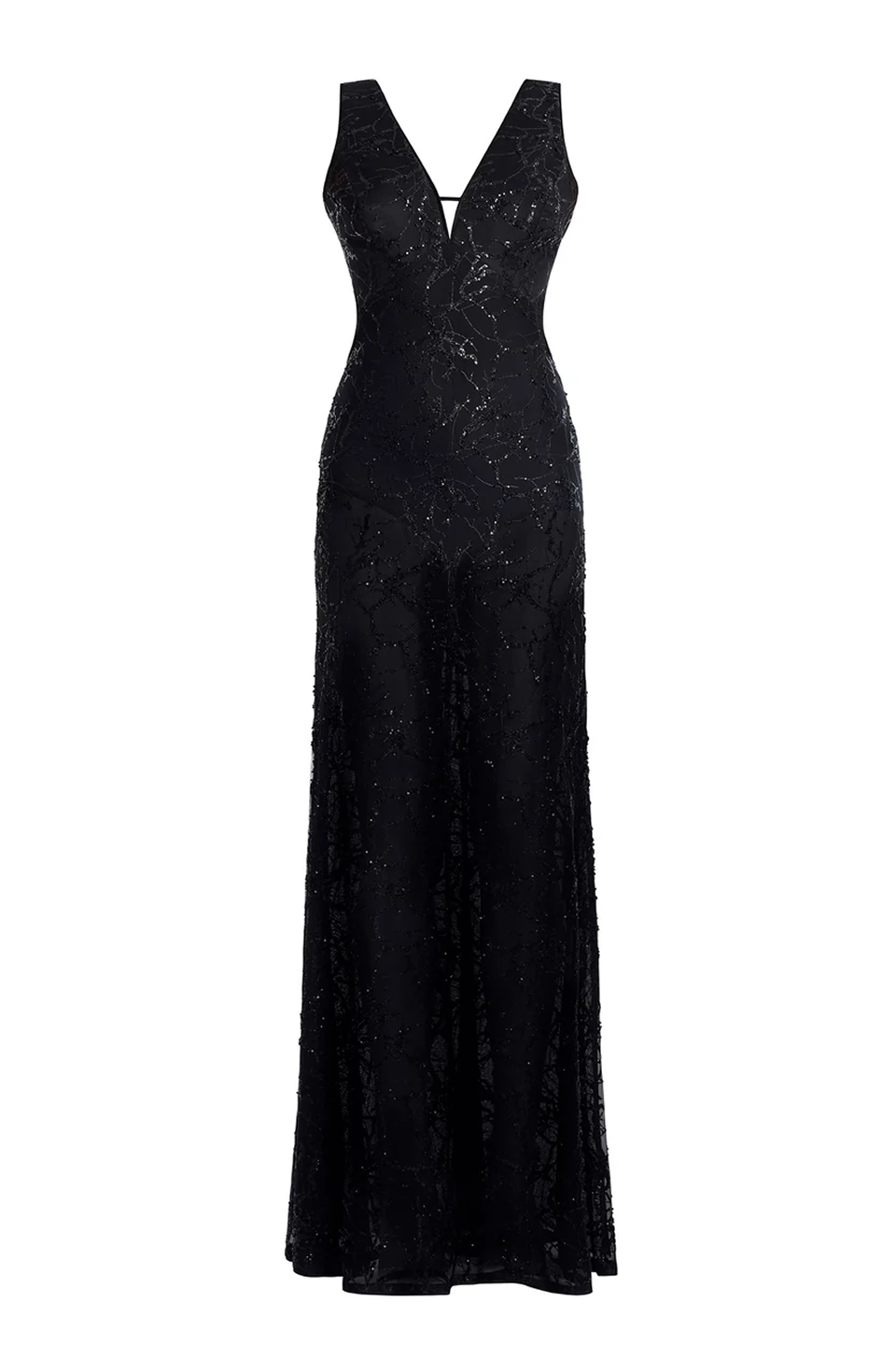 BCBGMAXAZRIA Embellished Cut-Out Gown Black