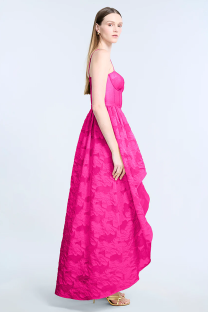 BCBGMAXAZRIA High Low Organza Tulle Gown Electric Orchid