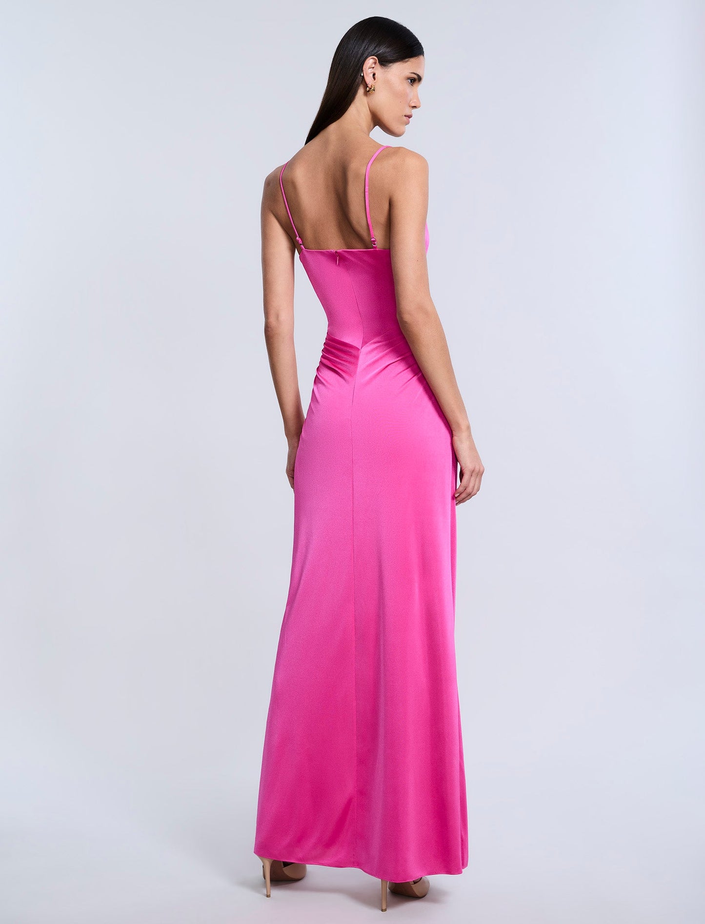 BCBGMAXAZRIA Cowl Draped Gown With Twist Electric Orchid