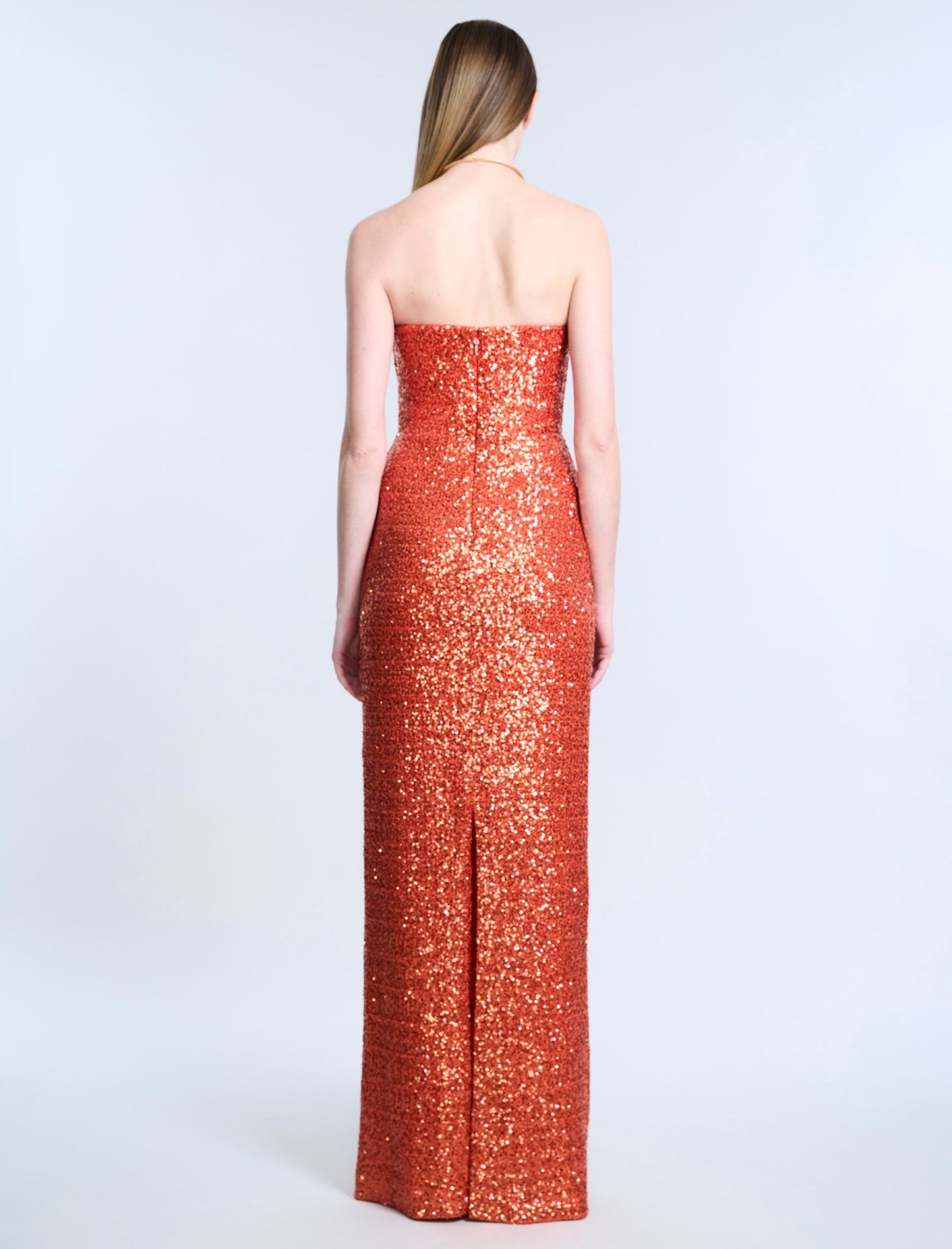 BCBGMAXAZRIA Plunging U Neckline Gown Tangerine