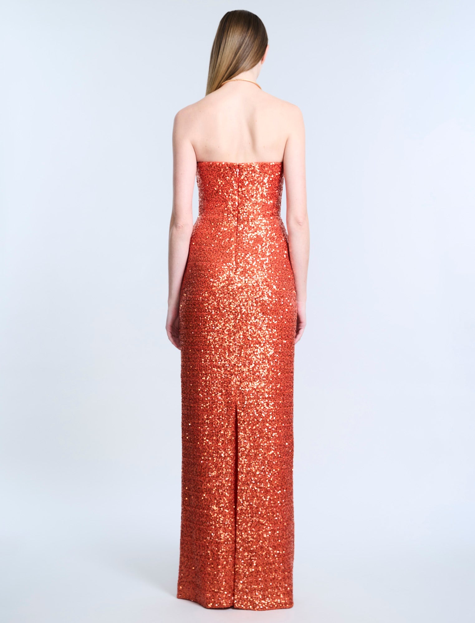 BCBGMAXAZRIA Plunging U Neckline Gown Tangerine