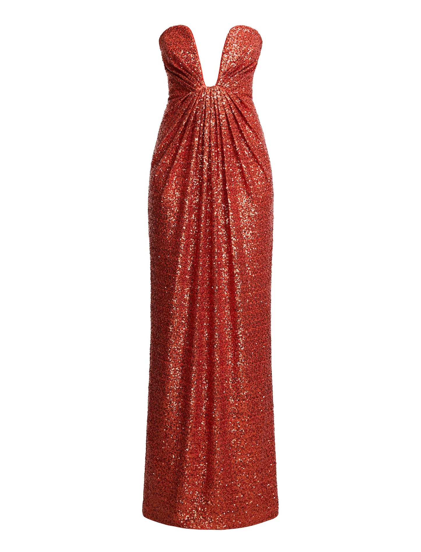BCBGMAXAZRIA Plunging U Neckline Gown Tangerine