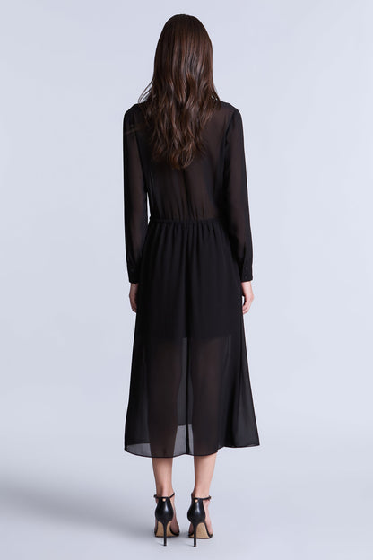 BCBGMAXAZRIA Solid Ruffle Dress Black
