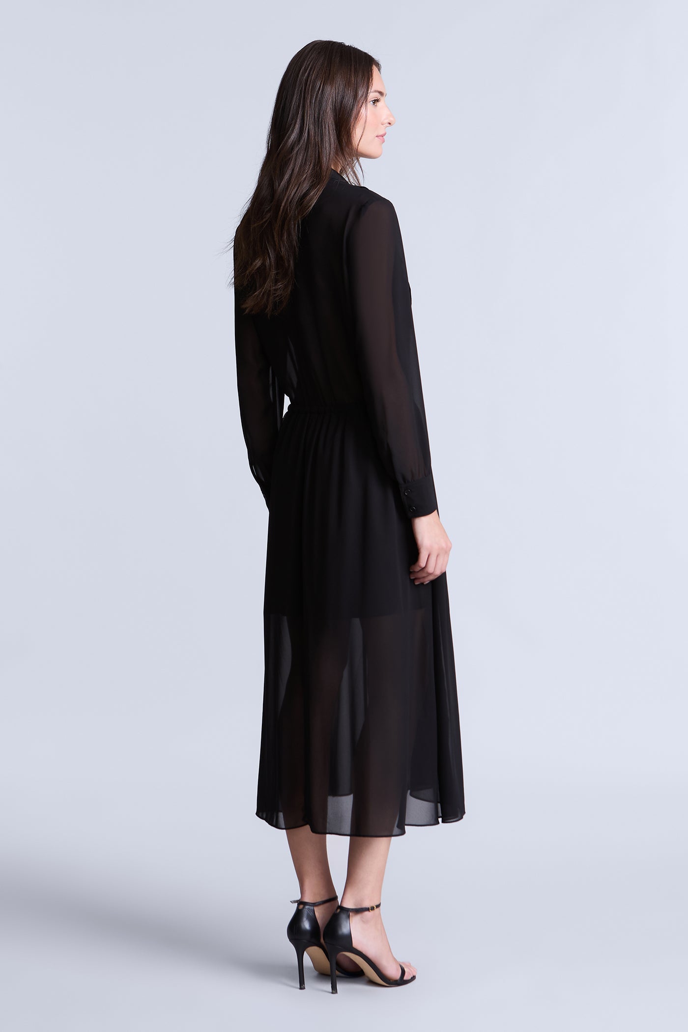BCBGMAXAZRIA Solid Ruffle Dress Black
